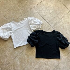 Puff Sleeve Crop tshirts, XS